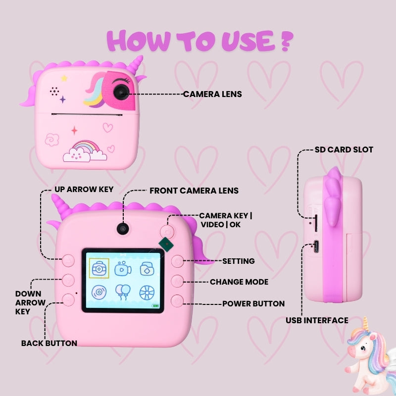 INSTANT DINO PRINT CAMERA (PINK)