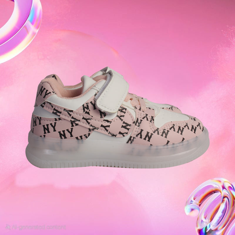 ABSTRACT ALPHABET DESIGN LED SHOES (pink)