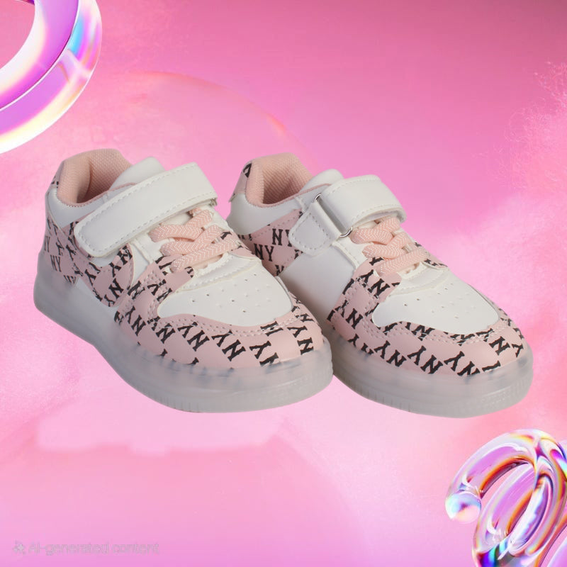 ABSTRACT ALPHABET DESIGN LED SHOES (pink)
