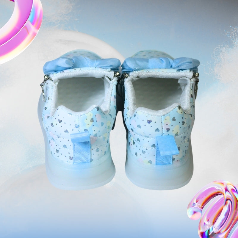 ALL OVER PRINT LED BOW DESIGN SNEAKER HEART (BLUE)