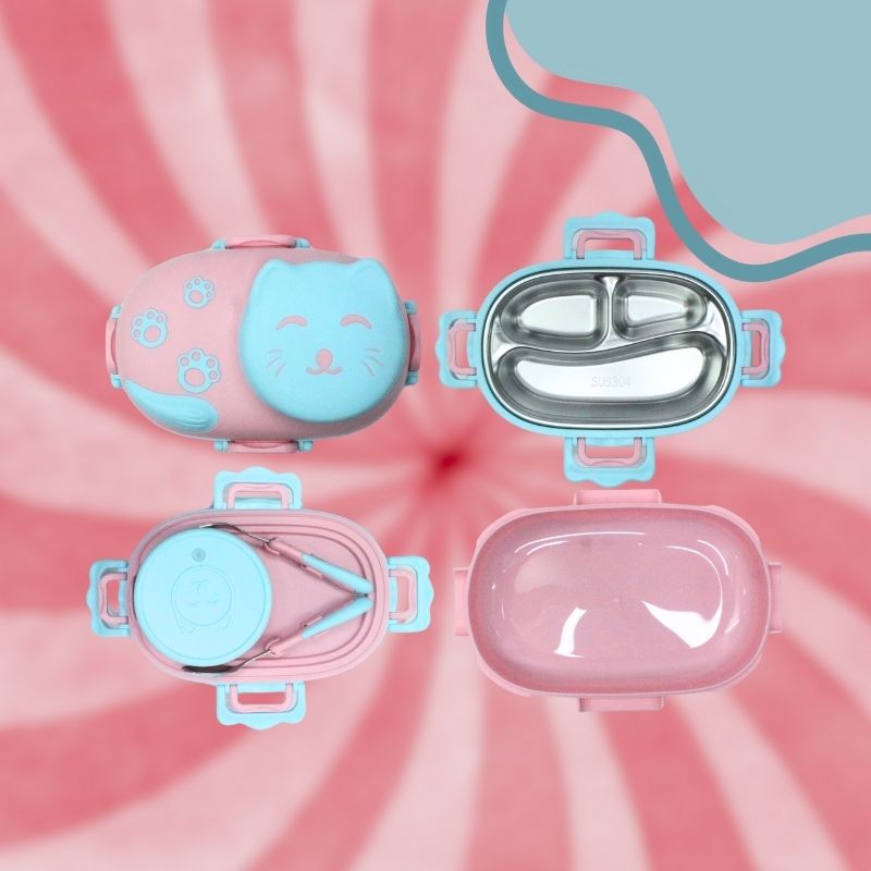 Cat-Themed Leakproof Lunch Box (Pink)