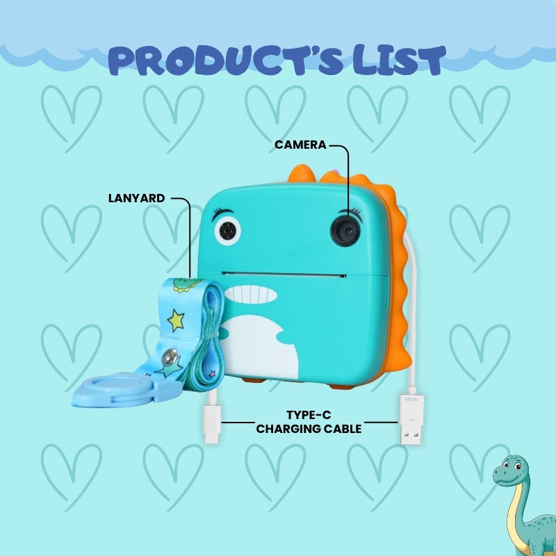 INSTANT DINO PRINT CAMERA (BLUE)