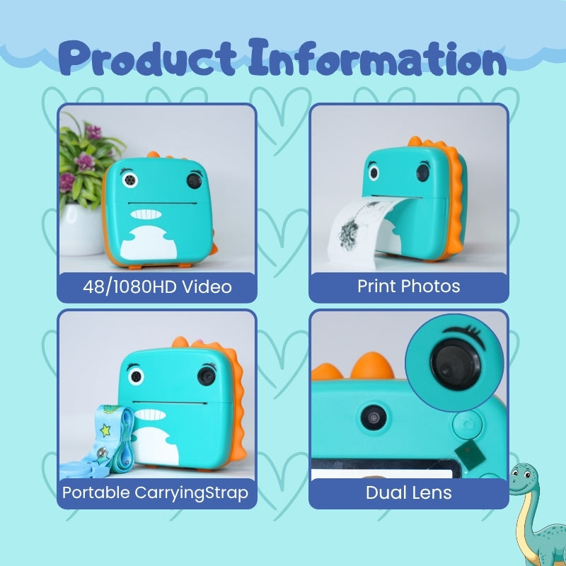 INSTANT DINO PRINT CAMERA (BLUE)