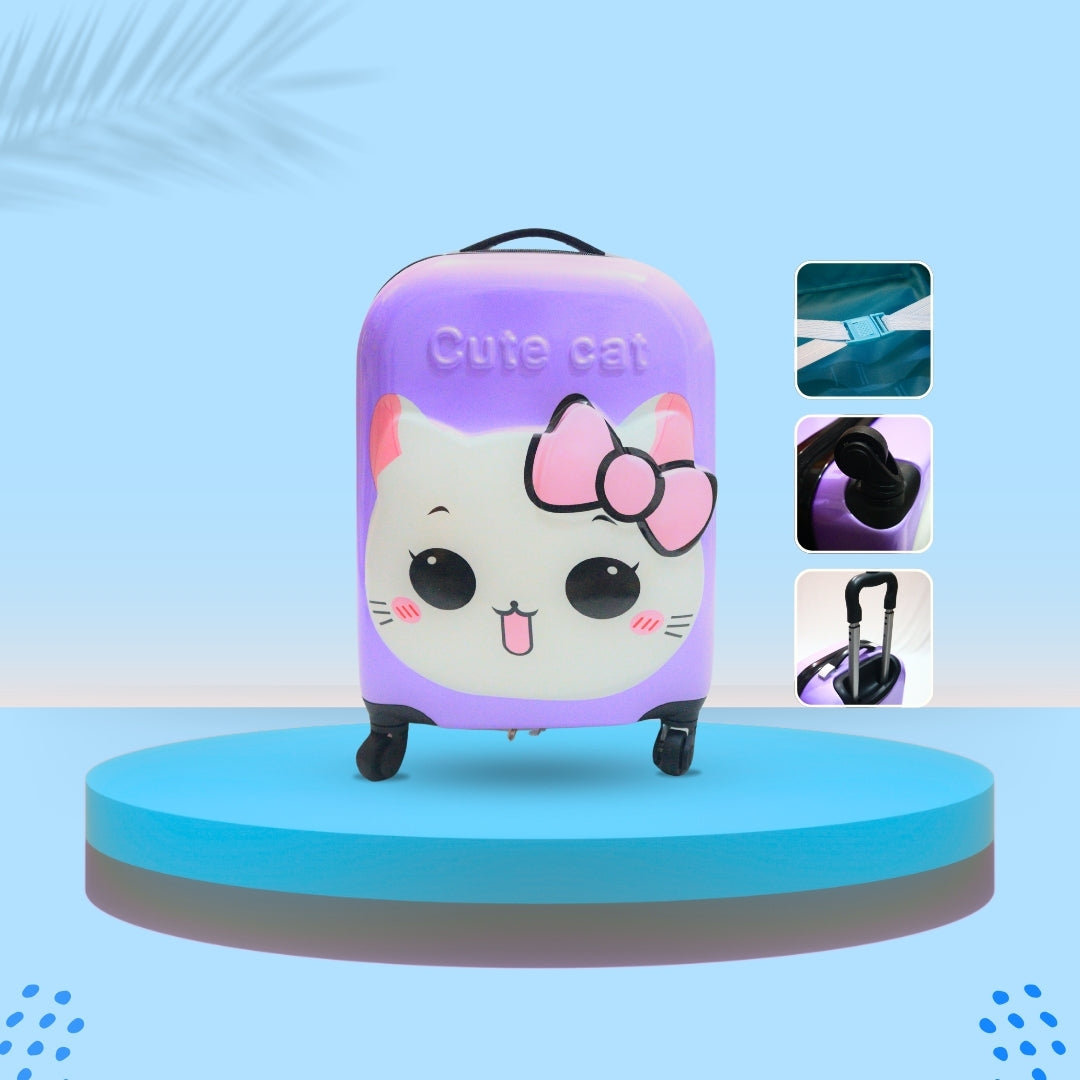 3D CUTE CAT SUITCASE (PURPLE)