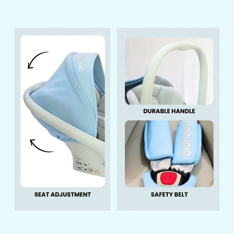 2 IN 1 CAR SEAT WITH CARRY COT (Blue)
