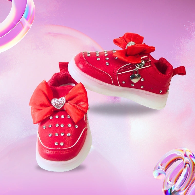 ALL OVER PRINT LED BOW SNEAKER (RED)