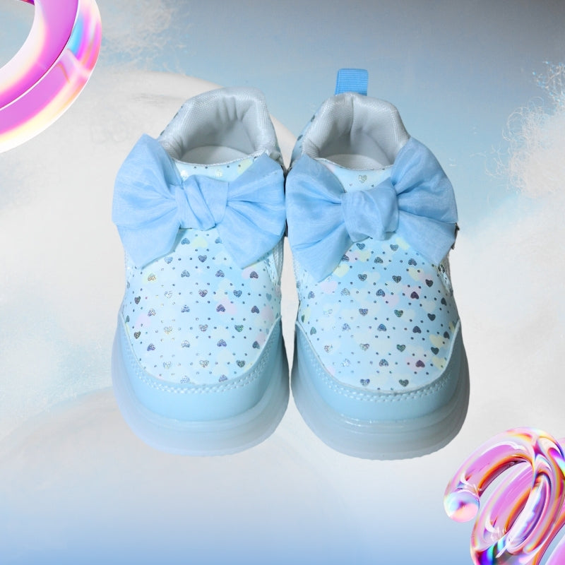 ALL OVER PRINT LED BOW DESIGN SNEAKER HEART (BLUE)