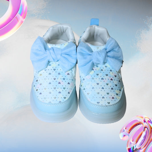 ALL OVER PRINT LED BOW DESIGN SNEAKER HEART (BLUE)