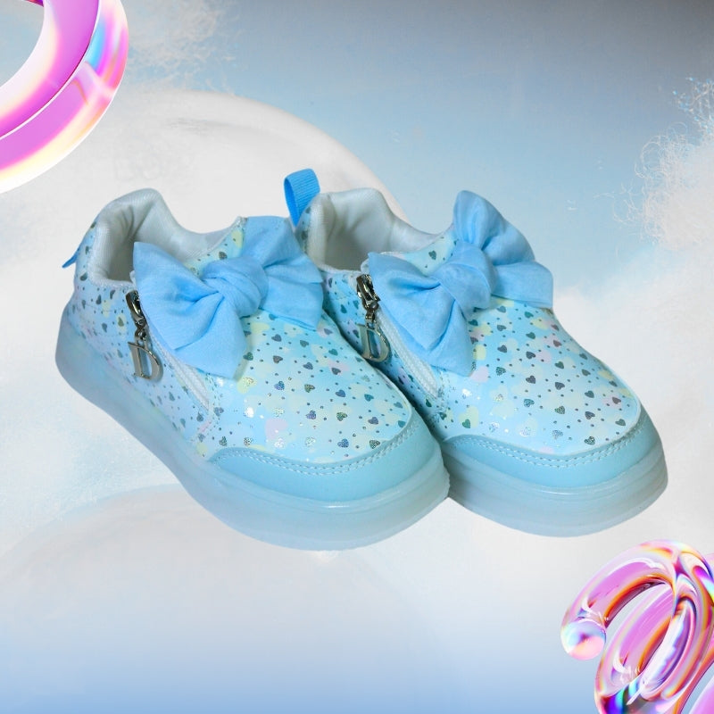 ALL OVER PRINT LED BOW DESIGN SNEAKER HEART (BLUE)