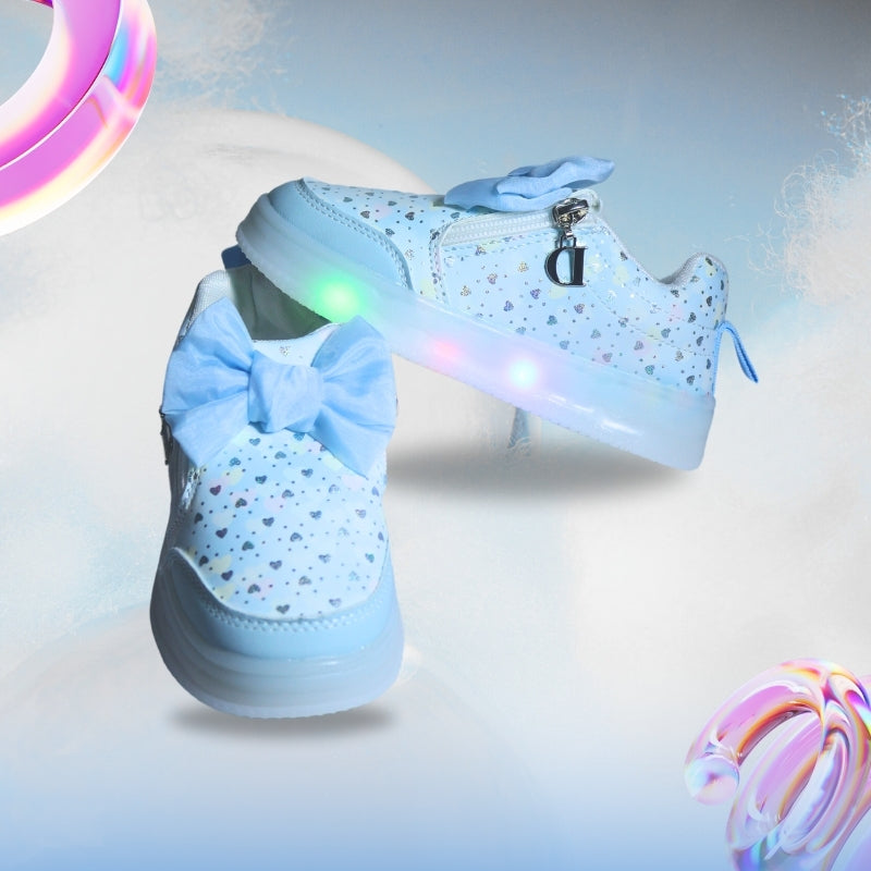 ALL OVER PRINT LED BOW DESIGN SNEAKER HEART (BLUE)