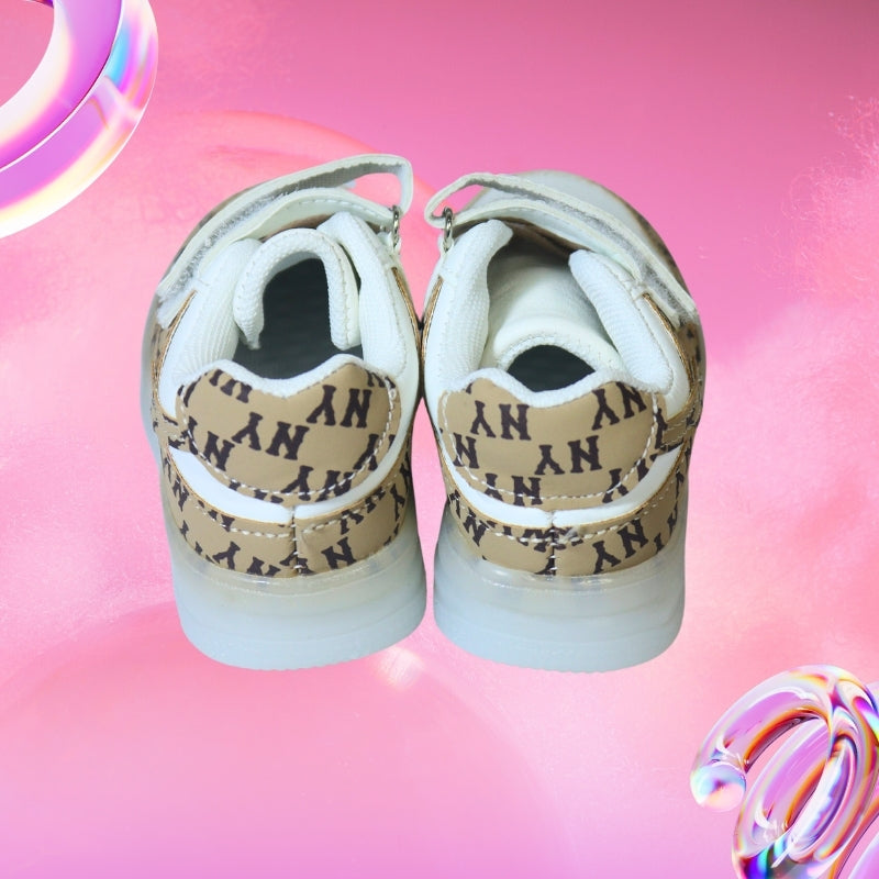 ABSTRACT ALPHABET DESIGN LED SHOES(BROWN)
