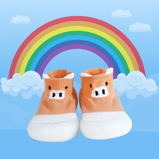 CUTE WALK SLIP ON SOCKS SHOES(ORANGE)