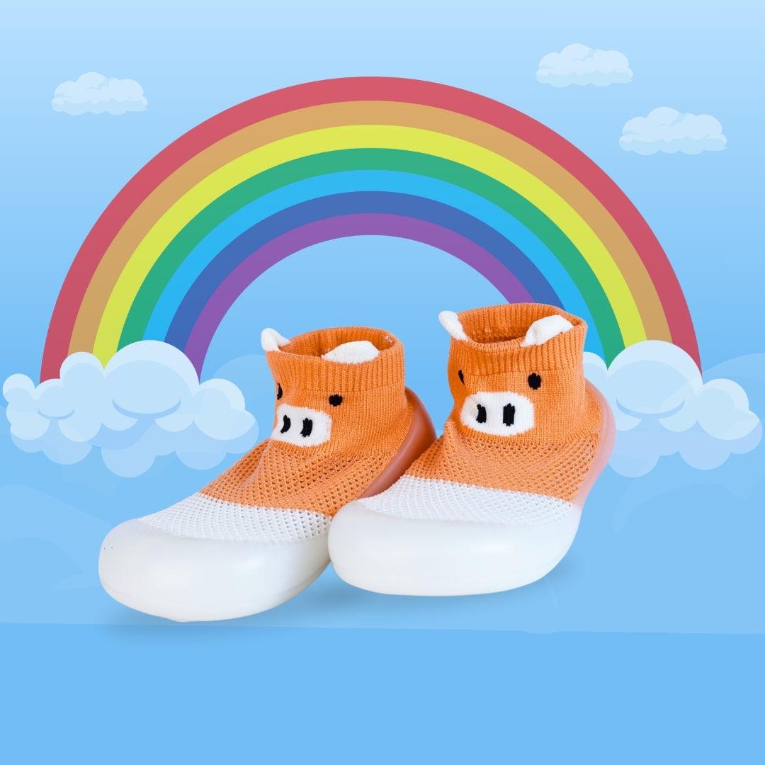 CUTE WALK SLIP ON SOCKS SHOES(ORANGE)