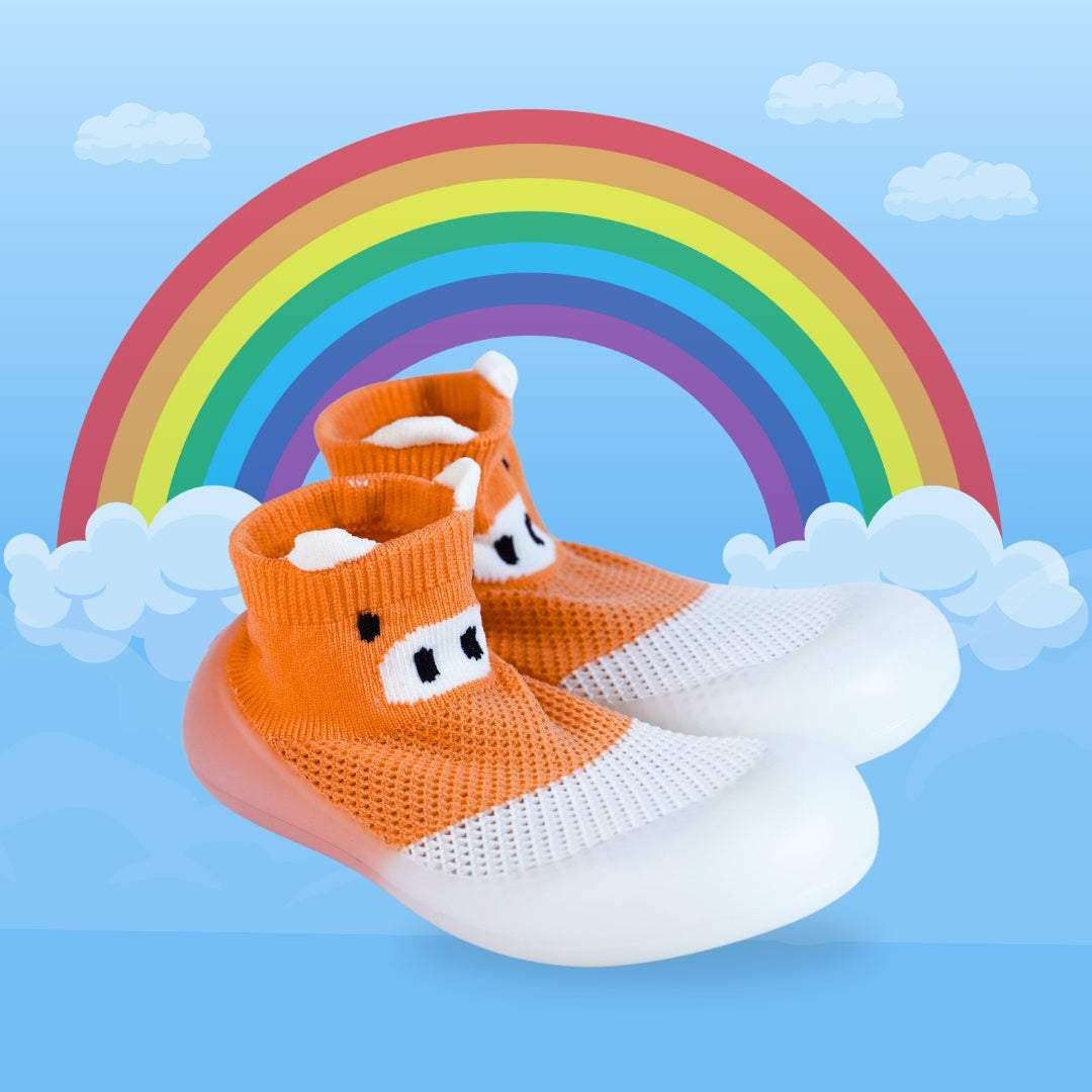 CUTE WALK SLIP ON SOCKS SHOES(ORANGE)