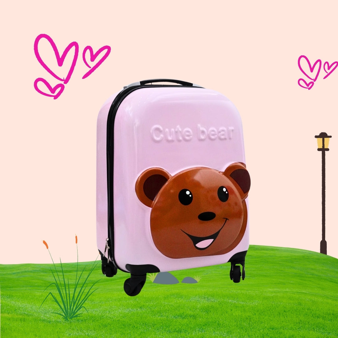 3D CUTE BEAR SUITCASE (PINK)