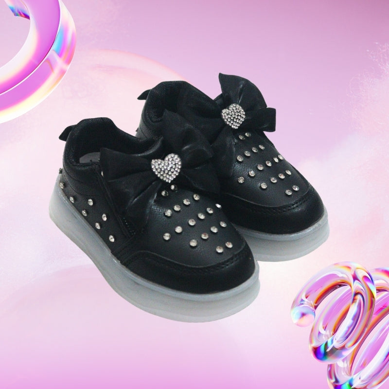 All over print Led bow design sneaker (black)