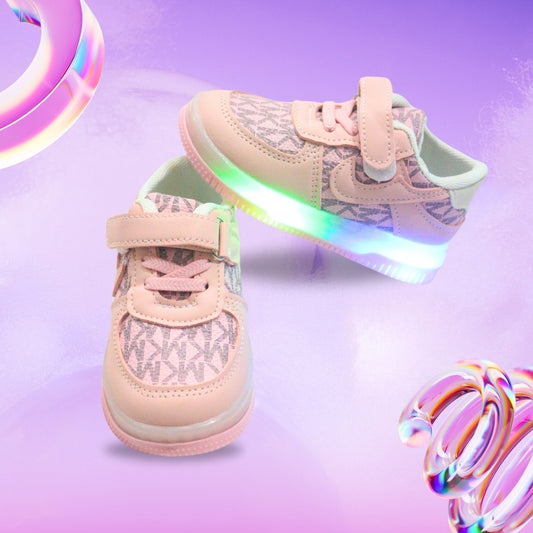 FULLY ABSTRACT ALPHABET DESIGN LED SHOES(PINK)