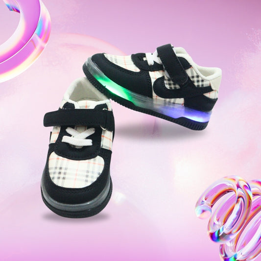 checks print led shoes(BLACK)