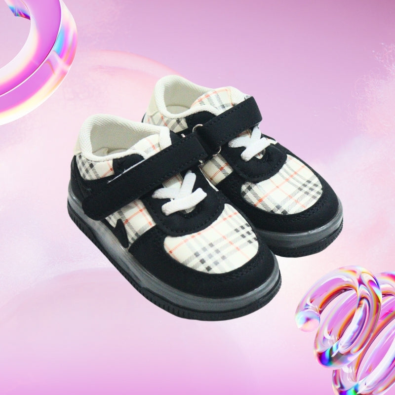 checks print led shoes(BLACK)