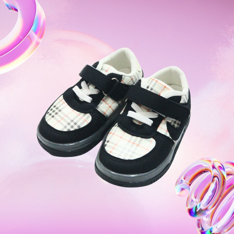 checks print led shoes(BLACK)