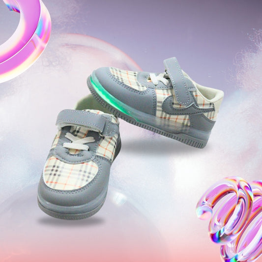 checks print led shoes (grey)