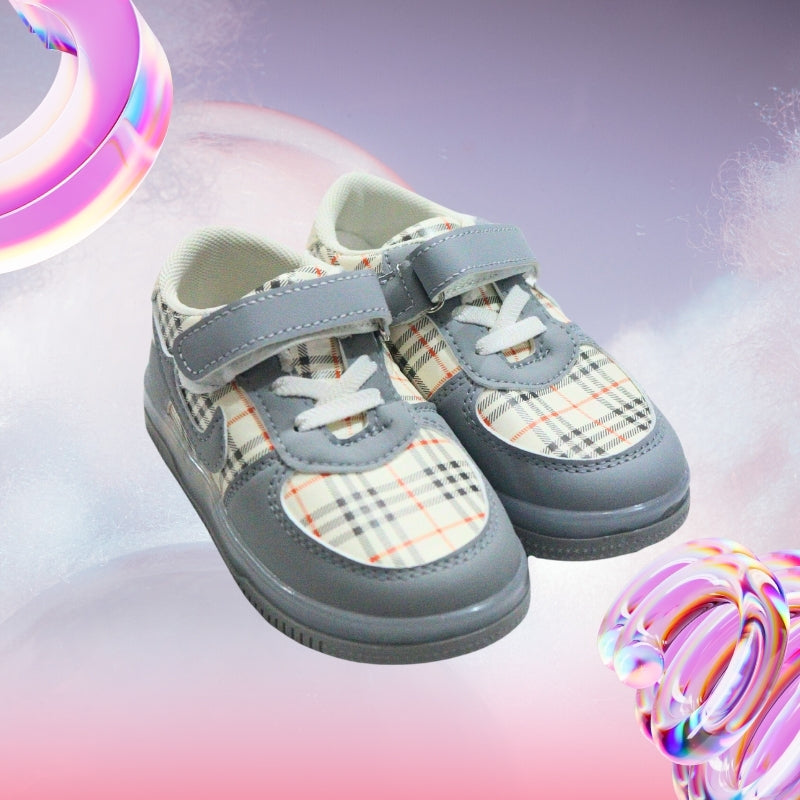 checks print led shoes (grey)
