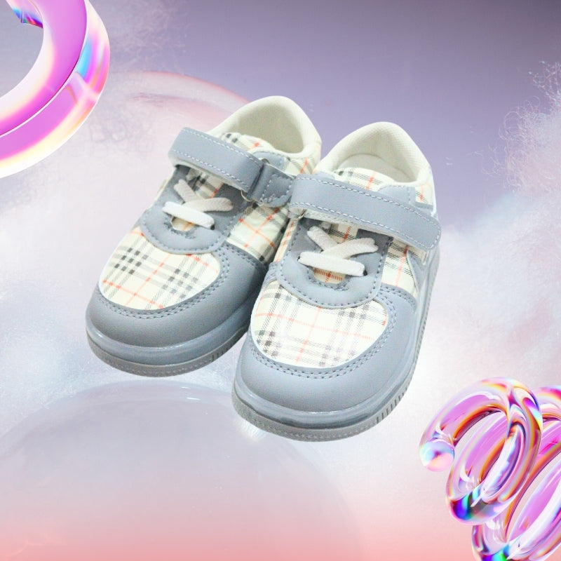 checks print led shoes (grey)
