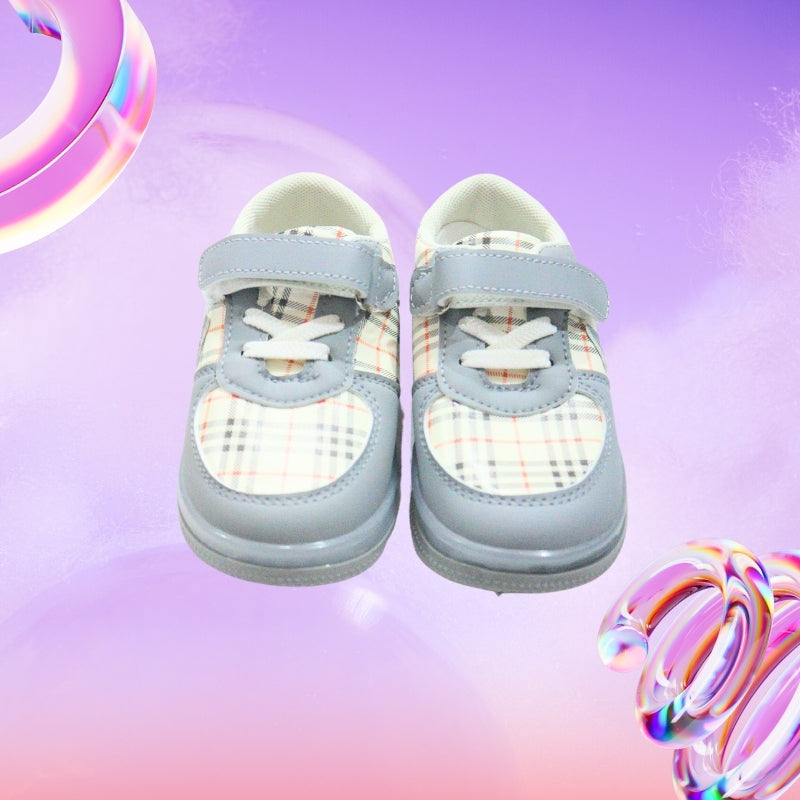 checks print led shoes (grey)