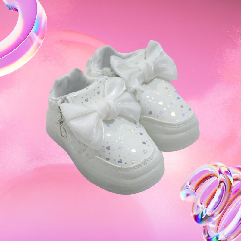 All over print LED bow design sneaker HEART(WHITE)