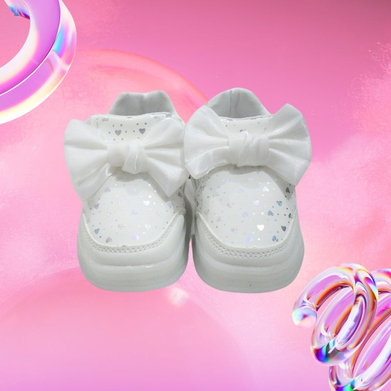 All over print LED bow design sneaker HEART(WHITE)