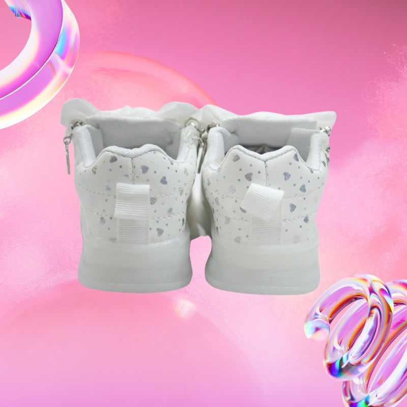 All over print LED bow design sneaker HEART(WHITE)