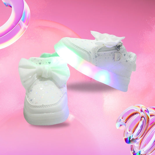 All over print LED bow design sneaker HEART(WHITE)