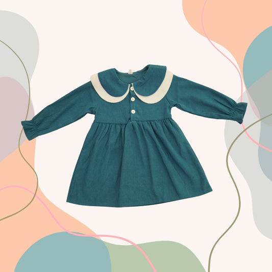 blue frock with pockets
