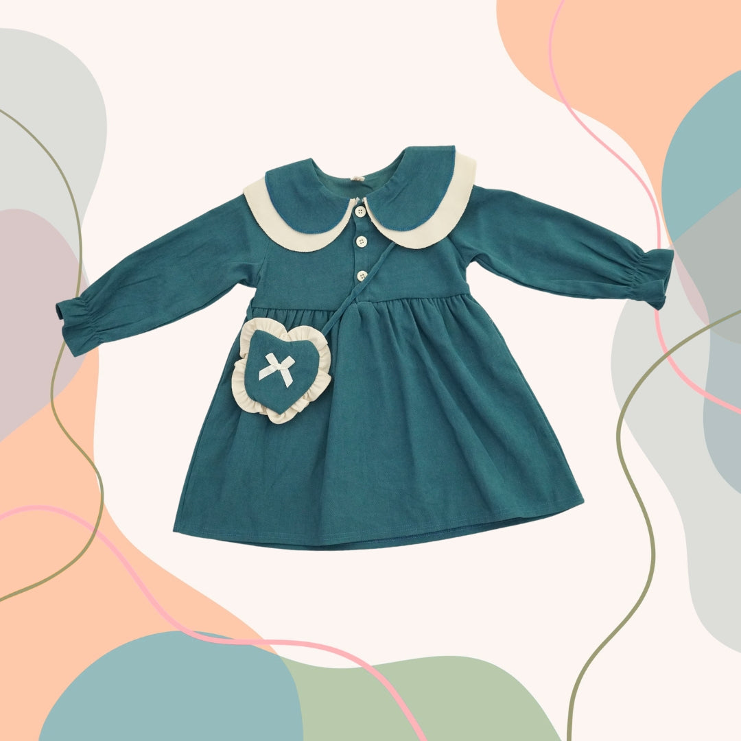 blue frock with pockets
